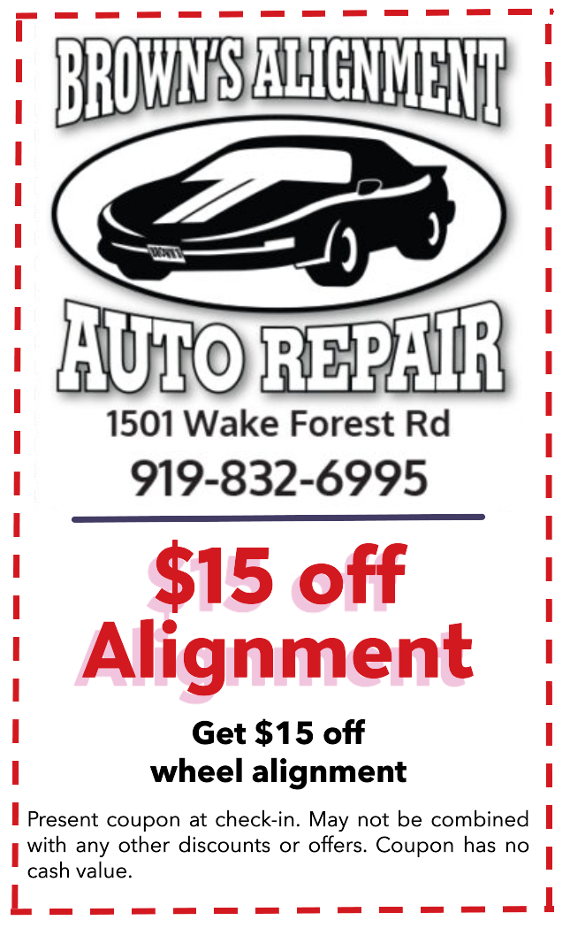 Get $15 off wheel alignment